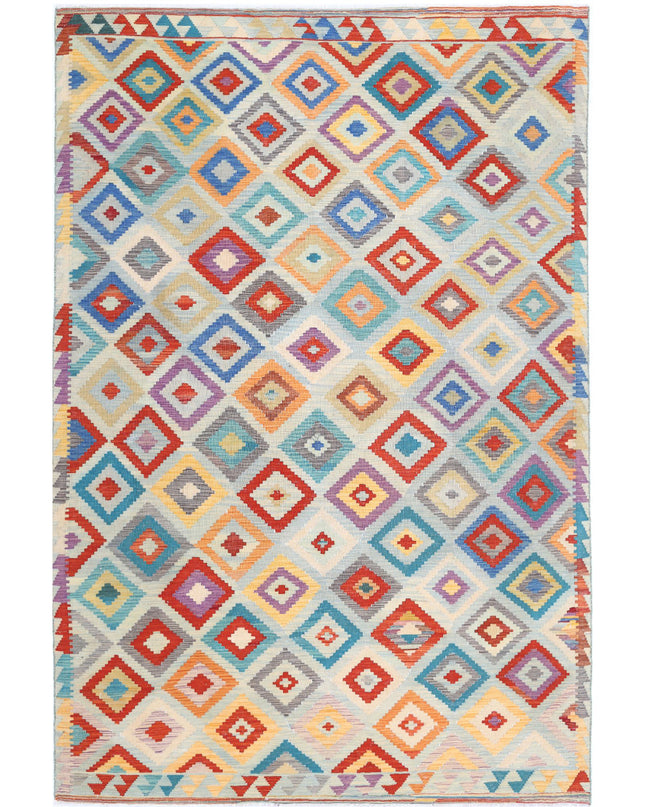 Maimana Kilim 6' 6" X 9' 11" Hand Knotted Wool Kilim 6' 6" X 9' 11" (198 X 302) / Multi / Wool