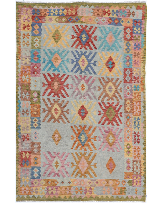 Maimana Kilim 6' 3" X 9' 11" Hand Knotted Wool Kilim 6' 3" X 9' 11" (191 X 302) / Multi / Wool