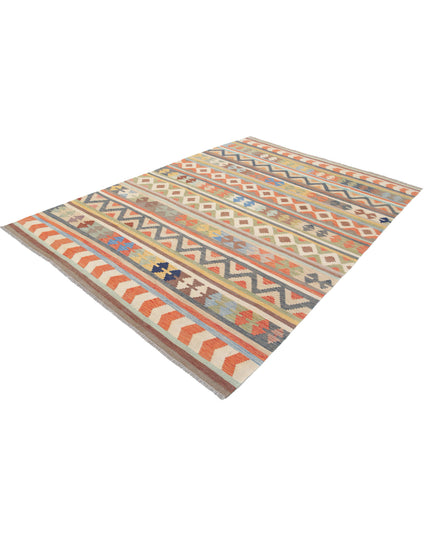 Maimana Kilim 6' 5" X 9' 5" Hand Knotted Wool Kilim 6' 5" X 9' 5" (196 X 287) / Multi / Wool