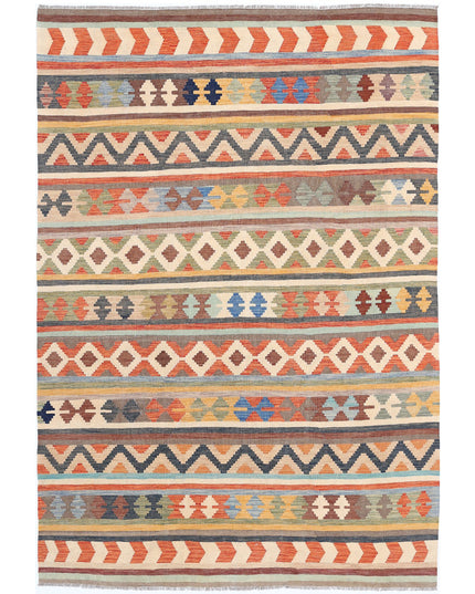 Maimana Kilim 6' 5" X 9' 5" Hand Knotted Wool Kilim 6' 5" X 9' 5" (196 X 287) / Multi / Wool