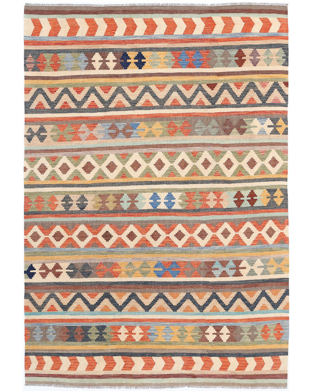 Maimana Kilim 6' 5" X 9' 5" Hand Knotted Wool Kilim 6' 5" X 9' 5" (196 X 287) / Multi / Wool