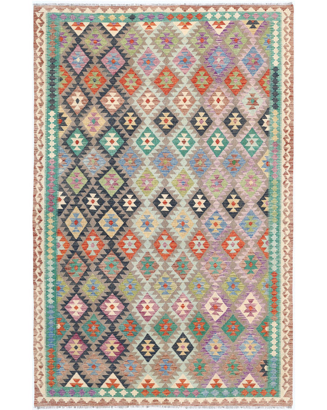 Maimana Kilim 6' 5" X 9' 10" Hand Knotted Wool Kilim 6' 5" X 9' 10" (196 X 300) / Multi / Wool