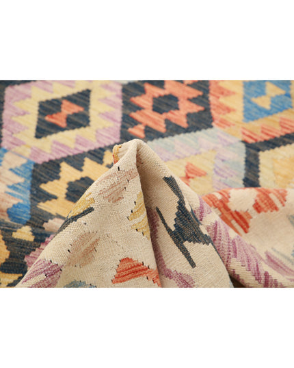 Maimana Kilim 6' 4" X 9' 6" Hand Knotted Wool Kilim 6' 4" X 9' 6" (193 X 290) / Black / Wool