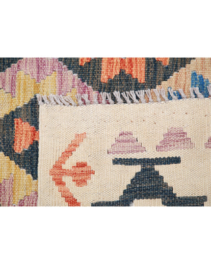 Maimana Kilim 6' 4" X 9' 6" Hand Knotted Wool Kilim 6' 4" X 9' 6" (193 X 290) / Black / Wool