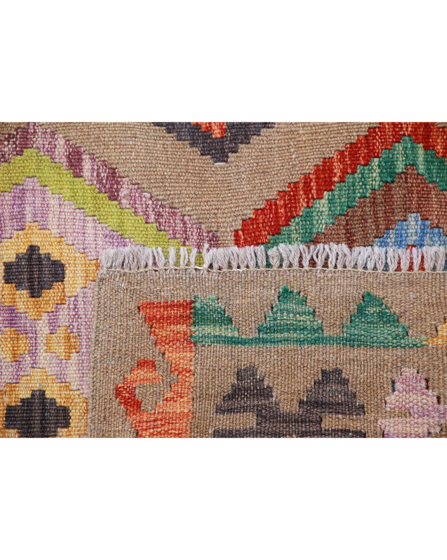 Maimana Kilim 6' 4" X 9' 9" Hand Knotted Wool Kilim 6' 4" X 9' 9" (193 X 297) / Brown / Wool