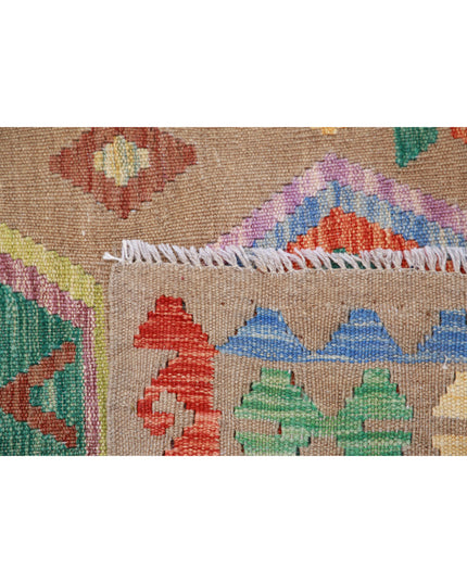 Maimana Kilim 6' 6" X 9' 8" Hand Knotted Wool Kilim 6' 6" X 9' 8" (198 X 295) / Brown / Wool