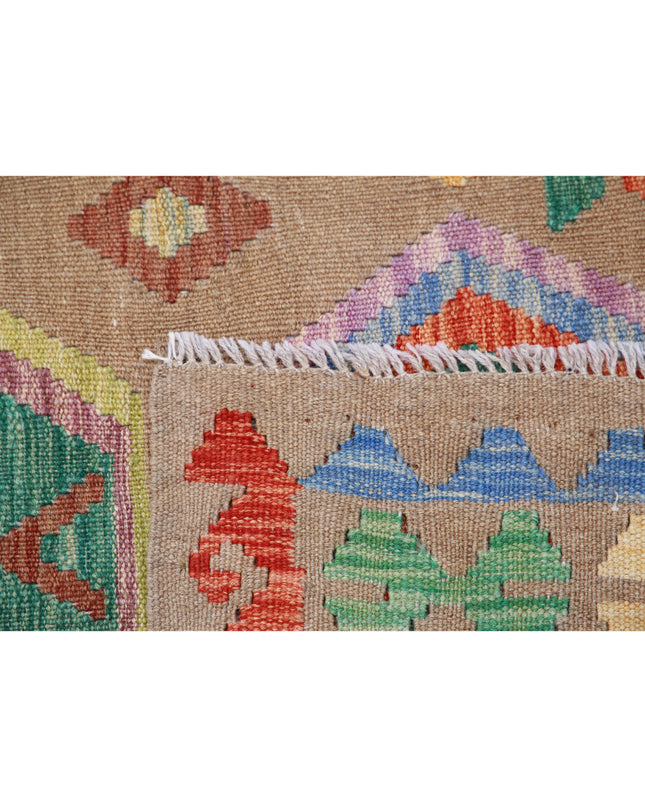 Maimana Kilim 6' 6" X 9' 8" Hand Knotted Wool Kilim 6' 6" X 9' 8" (198 X 295) / Brown / Wool