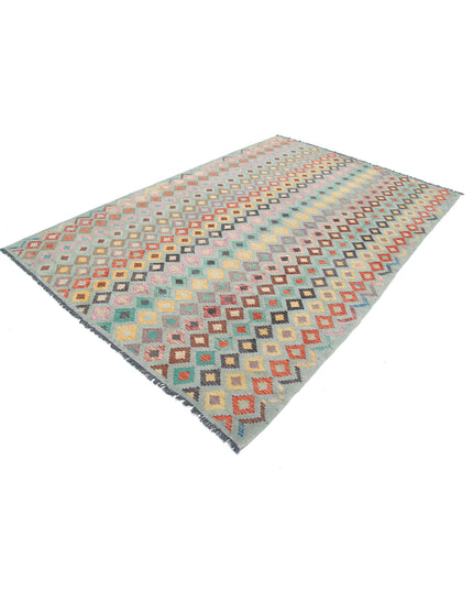 Maimana Kilim 6' 4" X 9' 6" Hand Knotted Wool Kilim 6' 4" X 9' 6" (193 X 290) / Multi / Wool