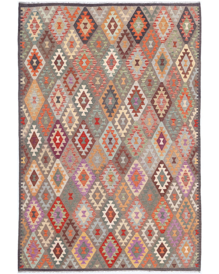 Maimana Kilim 6' 6" X 9' 6" Hand Knotted Wool Kilim 6' 6" X 9' 6" (198 X 290) / Multi / Wool