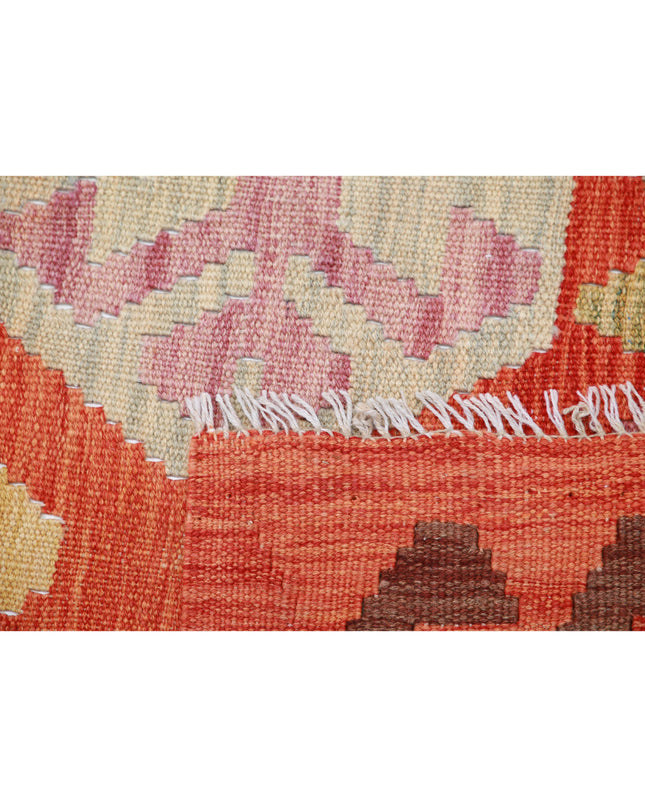 Maimana Kilim 6' 6" X 9' 8" Hand Knotted Wool Kilim 6' 6" X 9' 8" (198 X 295) / Red / Wool