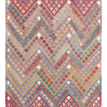 Maimana Kilim 5' 10" X 7' 3" Hand Knotted Wool Kilim 5' 10" X 7' 3" (178 X 221) / Multi / Wool