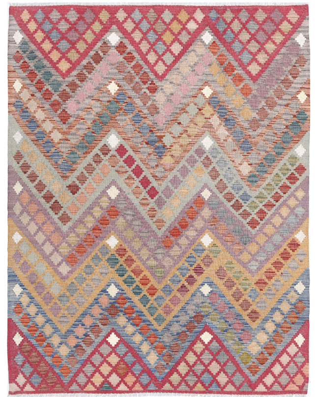 Maimana Kilim 5' 10" X 7' 3" Hand Knotted Wool Kilim 5' 10" X 7' 3" (178 X 221) / Multi / Wool
