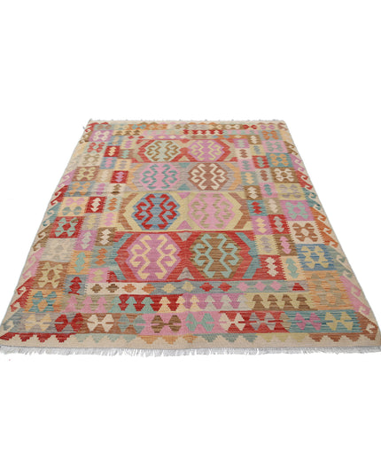 Maimana Kilim 5' 6" X 7' 5" Hand Knotted Wool Kilim 5' 6" X 7' 5" (168 X 226) / Multi / Wool