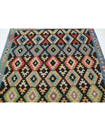 Maimana Kilim 6' 3" X 6' 7" Hand Knotted Wool Kilim 6' 3" X 6' 7" (191 X 201) / Black / Wool