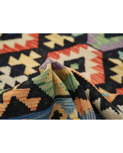 Maimana Kilim 6' 3" X 6' 7" Hand Knotted Wool Kilim 6' 3" X 6' 7" (191 X 201) / Black / Wool