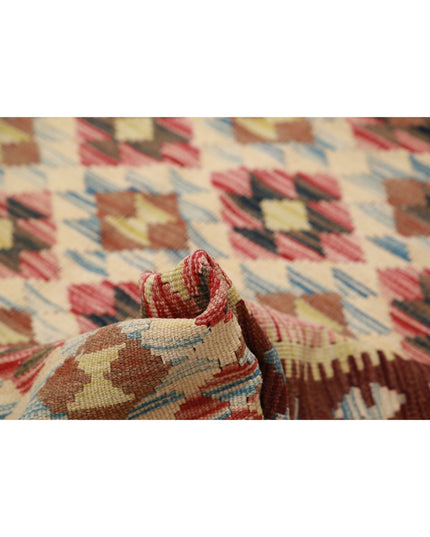 Maimana Kilim 4' 8" X 7' 9" Hand Knotted Wool Kilim 4' 8" X 7' 9" (142 X 236) / Red / Wool