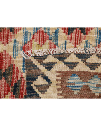 Maimana Kilim 4' 8" X 7' 9" Hand Knotted Wool Kilim 4' 8" X 7' 9" (142 X 236) / Red / Wool