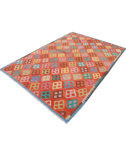 Maimana Kilim 5' 7" X 8' 2" Hand Knotted Wool Kilim 5' 7" X 8' 2" (170 X 249) / Red / Wool