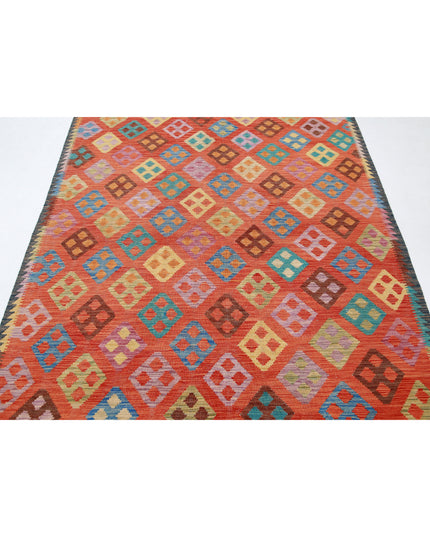 Maimana Kilim 5' 7" X 8' 2" Hand Knotted Wool Kilim 5' 7" X 8' 2" (170 X 249) / Red / Wool