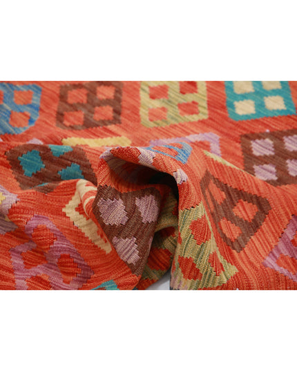 Maimana Kilim 5' 7" X 8' 2" Hand Knotted Wool Kilim 5' 7" X 8' 2" (170 X 249) / Red / Wool