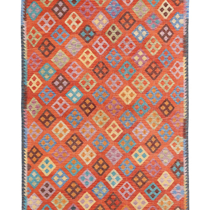 Maimana Kilim 5' 7" X 8' 2" Hand Knotted Wool Kilim 5' 7" X 8' 2" (170 X 249) / Red / Wool