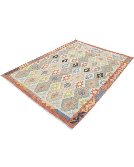 Maimana Kilim 5' 6" X 7' 7" Hand Knotted Wool Kilim 5' 6" X 7' 7" (168 X 231) / Ivory / Wool