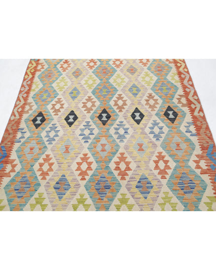 Maimana Kilim 5' 6" X 7' 7" Hand Knotted Wool Kilim 5' 6" X 7' 7" (168 X 231) / Ivory / Wool