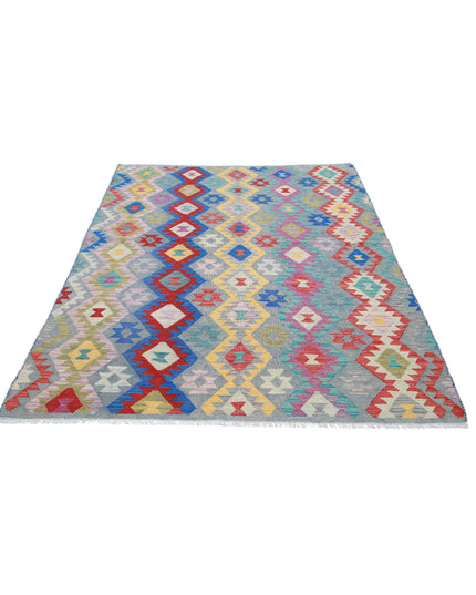 Maimana Kilim 5' 5" X 7' 8" Hand Knotted Wool Kilim 5' 5" X 7' 8" (165 X 234) / Multi / Wool
