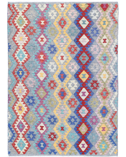 Maimana Kilim 5' 5" X 7' 8" Hand Knotted Wool Kilim 5' 5" X 7' 8" (165 X 234) / Multi / Wool