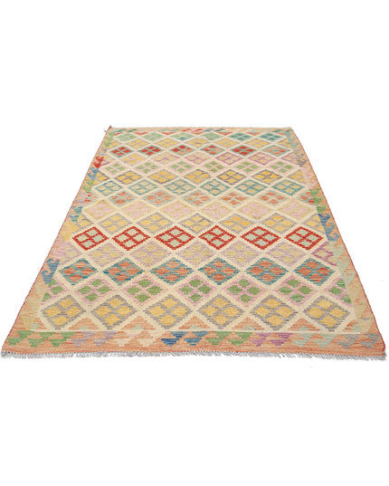 Maimana Kilim 5' 4" X 7' 11" Hand Knotted Wool Kilim 5' 4" X 7' 11" (162 X 241) / Multi / Wool