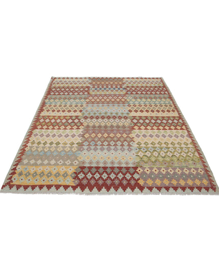Maimana Kilim 5' 8" X 7' 8" Hand Knotted Wool Kilim 5' 8" X 7' 8" (173 X 234) / Multi / Wool