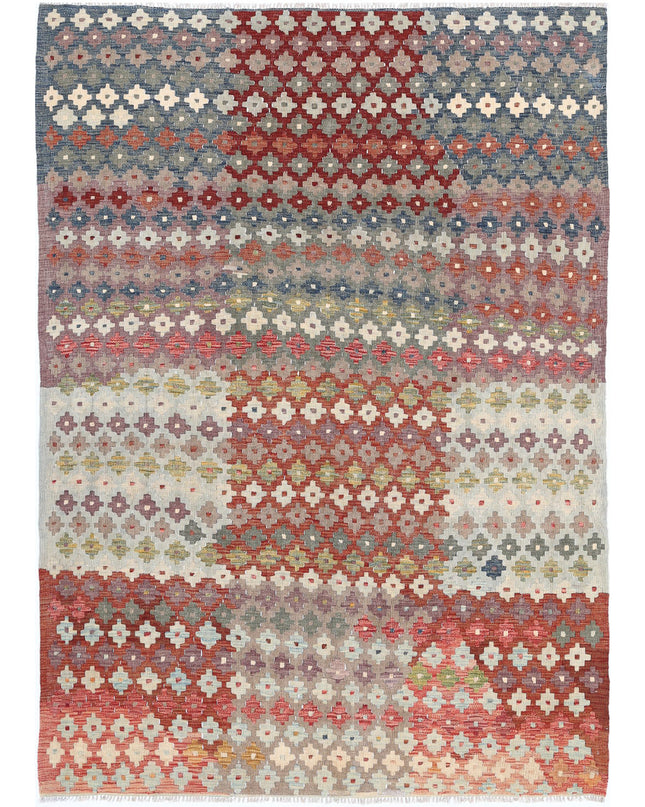 Maimana Kilim 5' 6" X 7' 10" Hand Knotted Wool Kilim 5' 6" X 7' 10" (168 X 239) / Multi / Wool