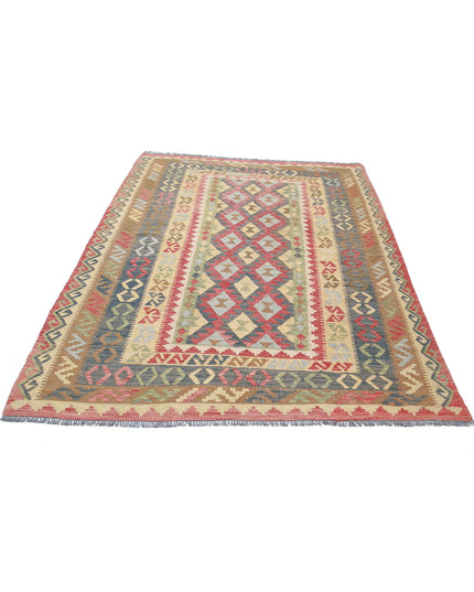 Maimana Kilim 5' 6" X 7' 8" Hand Knotted Wool Kilim 5' 6" X 7' 8" (168 X 234) / Ivory / Wool