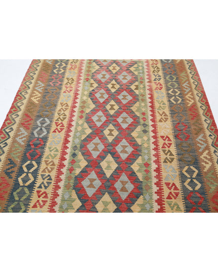 Maimana Kilim 5' 6" X 7' 8" Hand Knotted Wool Kilim 5' 6" X 7' 8" (168 X 234) / Ivory / Wool
