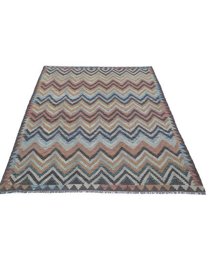 Maimana Kilim 4' 8" X 6' 6" Hand Knotted Wool Kilim 4' 8" X 6' 6" (142 X 198) / Multi / Wool