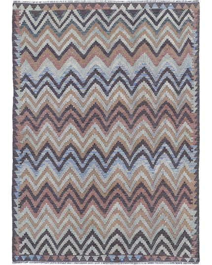 Maimana Kilim 4' 8" X 6' 6" Hand Knotted Wool Kilim 4' 8" X 6' 6" (142 X 198) / Multi / Wool