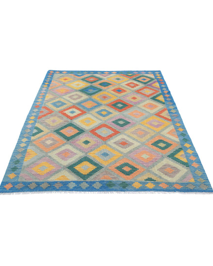Maimana Kilim 4' 11" X 6' 5" Hand Knotted Wool Kilim 4' 11" X 6' 5" (150 X 196) / Multi / Wool