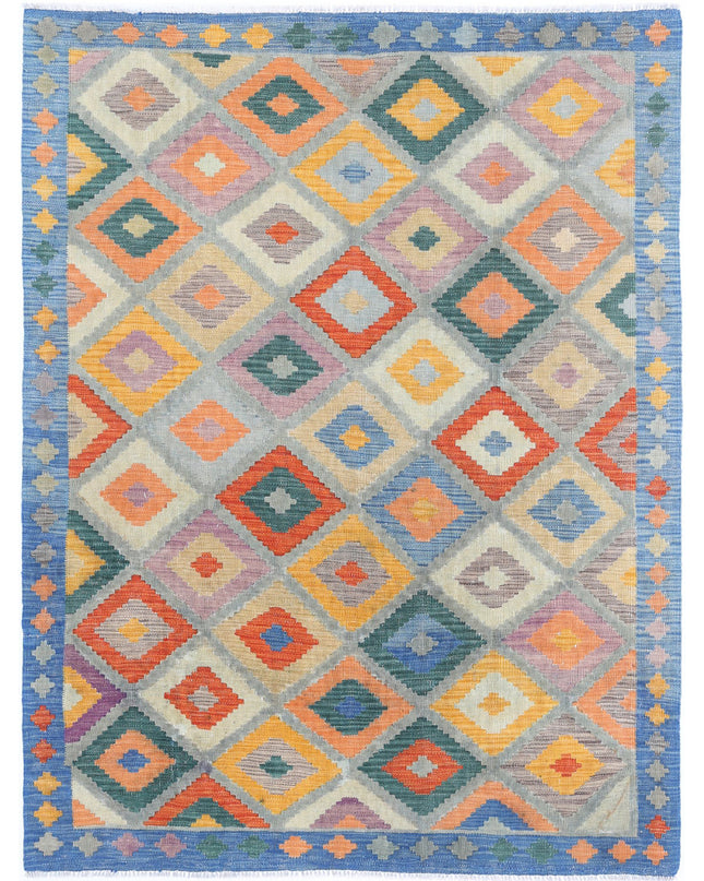 Maimana Kilim 4' 11" X 6' 5" Hand Knotted Wool Kilim 4' 11" X 6' 5" (150 X 196) / Multi / Wool