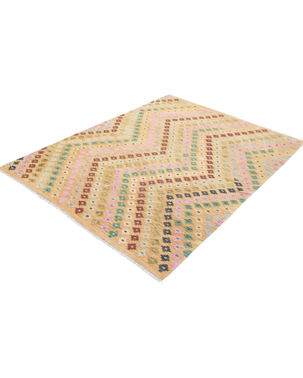 Maimana Kilim 4' 10" X 6' 4" Hand Knotted Wool Kilim 4' 10" X 6' 4" (147 X 193) / Multi / Wool