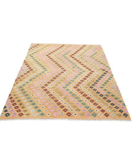 Maimana Kilim 4' 10" X 6' 4" Hand Knotted Wool Kilim 4' 10" X 6' 4" (147 X 193) / Multi / Wool