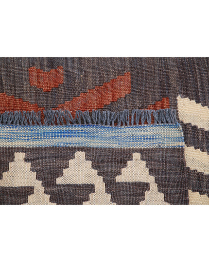 Maimana Kilim 4' 9" X 6' 6" Hand Knotted Wool Kilim 4' 9" X 6' 6" (145 X 198) / Grey / Wool