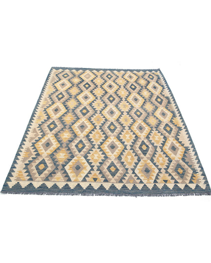 Maimana Kilim 4' 10" X 6' 8" Hand Knotted Wool Kilim 4' 10" X 6' 8" (147 X 203) / Multi / Wool