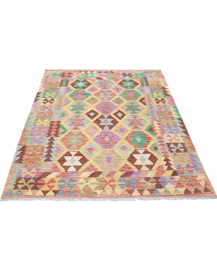 Maimana Kilim 4' 9" X 6' 5" Hand Knotted Wool Kilim 4' 9" X 6' 5" (145 X 196) / Multi / Wool