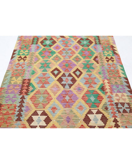 Maimana Kilim 4' 9" X 6' 5" Hand Knotted Wool Kilim 4' 9" X 6' 5" (145 X 196) / Multi / Wool