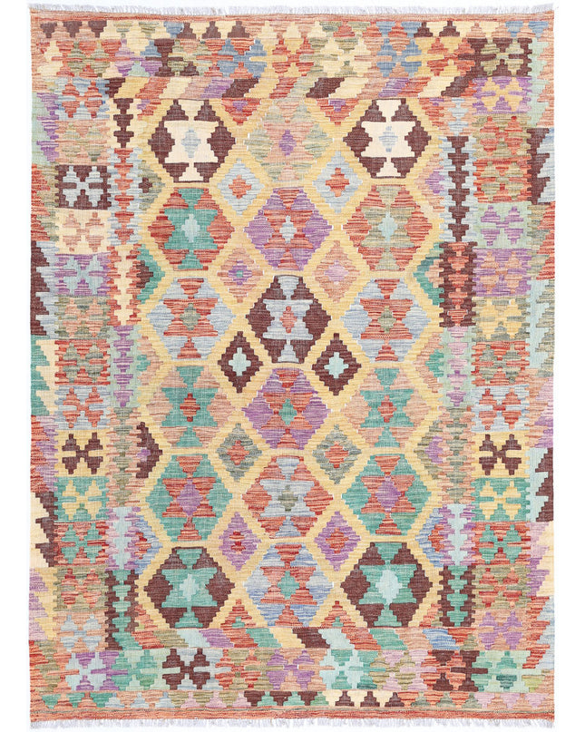 Maimana Kilim 4' 9" X 6' 5" Hand Knotted Wool Kilim 4' 9" X 6' 5" (145 X 196) / Multi / Wool