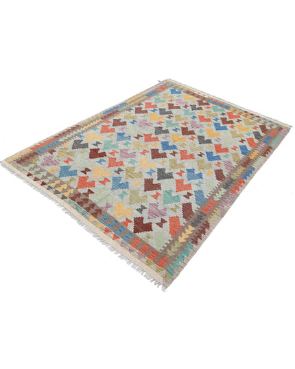 Maimana Kilim 4' 8" X 6' 7" Hand Knotted Wool Kilim 4' 8" X 6' 7" (142 X 201) / Multi / Wool
