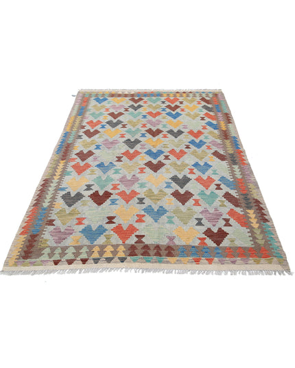 Maimana Kilim 4' 8" X 6' 7" Hand Knotted Wool Kilim 4' 8" X 6' 7" (142 X 201) / Multi / Wool