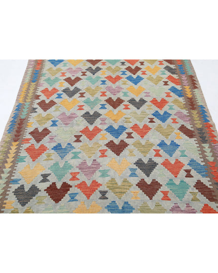 Maimana Kilim 4' 8" X 6' 7" Hand Knotted Wool Kilim 4' 8" X 6' 7" (142 X 201) / Multi / Wool