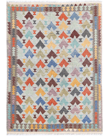 Maimana Kilim 4' 8" X 6' 7" Hand Knotted Wool Kilim 4' 8" X 6' 7" (142 X 201) / Multi / Wool