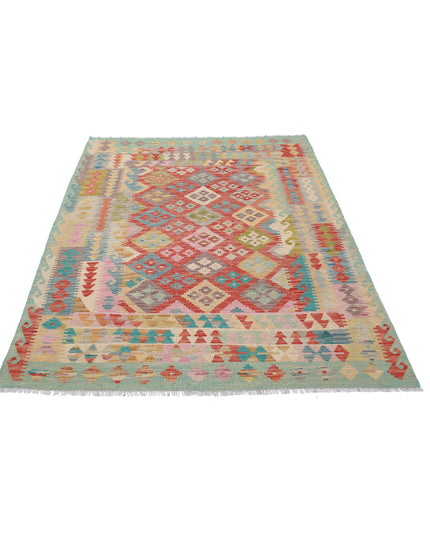 Maimana Kilim 4' 11" X 6' 7" Hand Knotted Wool Kilim 4' 11" X 6' 7" (150 X 201) / Multi / Wool